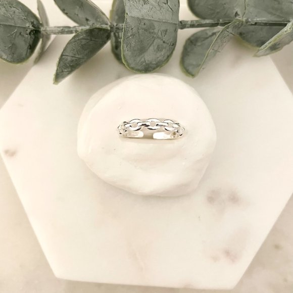 925 Sterling Silver Chain Link Ring Double Layer Stacking Ring Minimalist Ring - Picture 5 of 7